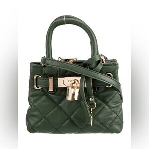 Badgely Mishka Mini Diamond Quilted Tote Color Chive Vegan Leather NWT